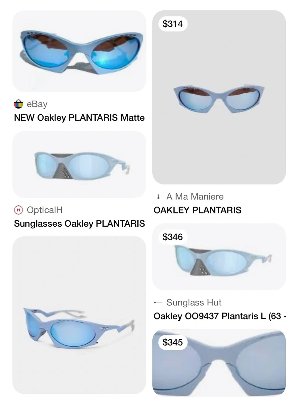 Oakley Light Blue PLANTARIS Sunglasses with Mirrored Lenses